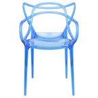 Chaise de salle à manger Milan Modern en acrylique, design élégant en fil métallique avec pieds en métal, chaise empilable légère et durable pour cuisine, salle à manger