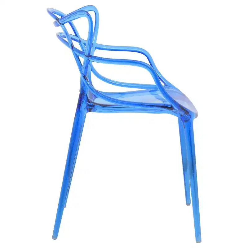 Chaise de salle à manger Milan Modern en acrylique, design élégant en fil métallique avec pieds en métal, chaise empilable légère et durable pour cuisine, salle à manger