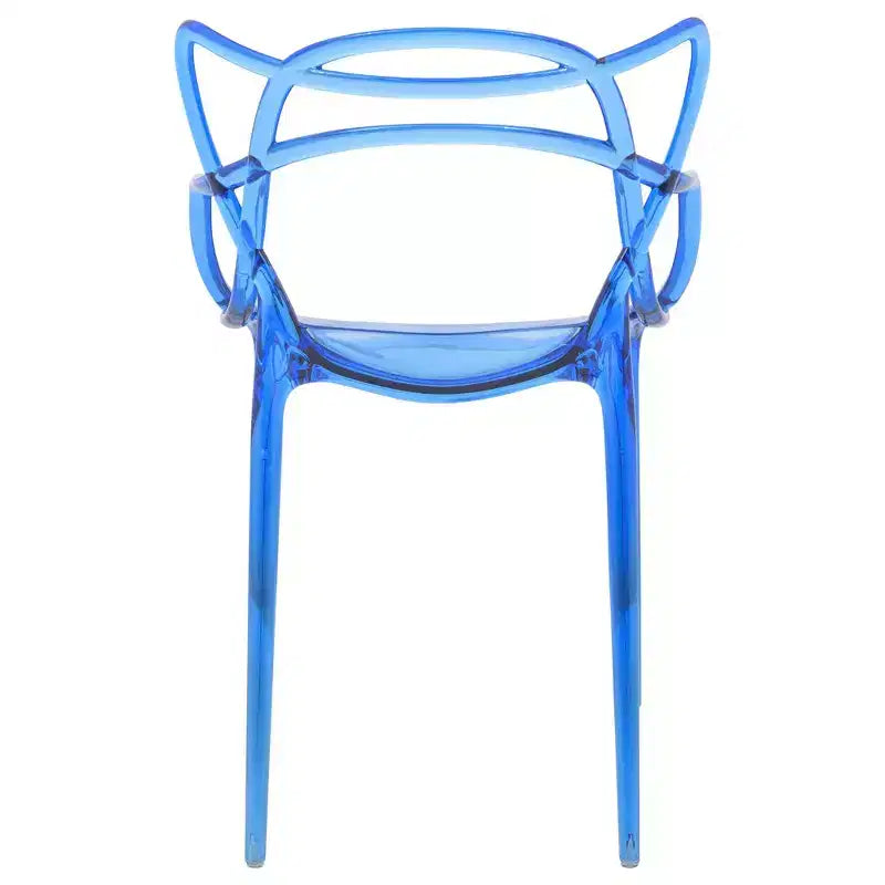 Chaise de salle à manger Milan Modern en acrylique, design élégant en fil métallique avec pieds en métal, chaise empilable légère et durable pour cuisine, salle à manger
