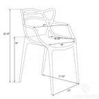 Chaise de salle à manger Milan Modern en acrylique, design élégant en fil métallique avec pieds en métal, chaise empilable légère et durable pour cuisine, salle à manger