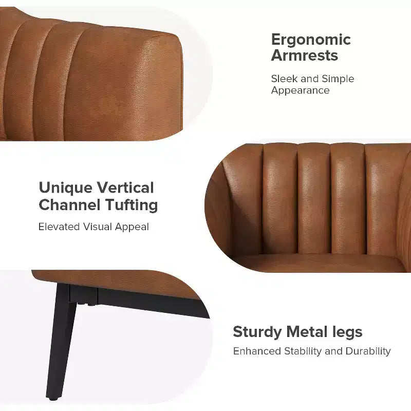 Chaise large en similicuir Carsten Industry 30 avec pied en métal|HULALA HOME-CAMEL