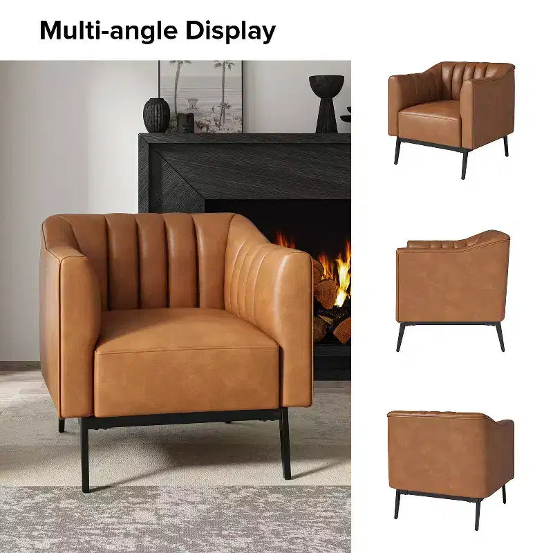 Chaise large en similicuir Carsten Industry 30 avec pied en métal|HULALA HOME-CAMEL
