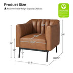 Chaise large en similicuir Carsten Industry 30 avec pied en métal|HULALA HOME-CAMEL