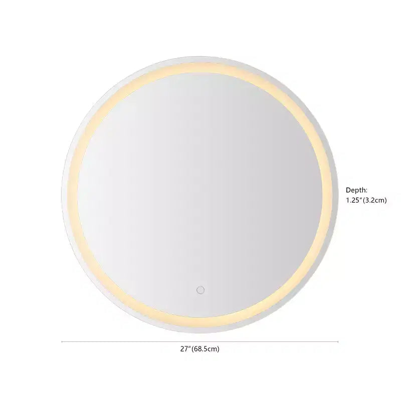 Miroir de courtoisie de salle de bain mural rond sans cadre anti-buée éclairé avant/arrière tricolore Dane avec touche intelligente -