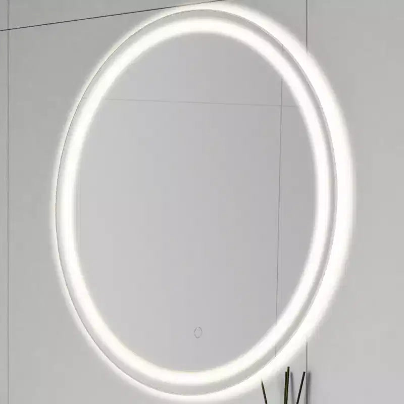Miroir de courtoisie de salle de bain mural rond sans cadre anti-buée éclairé avant/arrière tricolore Dane avec touche intelligente -