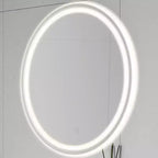 Miroir de courtoisie de salle de bain mural rond sans cadre anti-buée éclairé avant/arrière tricolore Dane avec touche intelligente -