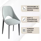 Chaise de salle à manger moderne Amalfi, assise en tissu rembourré avec pieds en métal, siège d'appoint confortable pour cuisine, salle à manger ou bureau