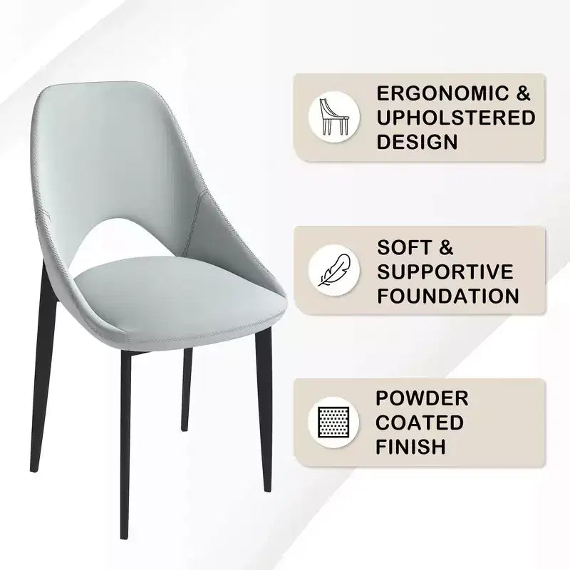 Chaise de salle à manger moderne Amalfi, assise en tissu rembourré avec pieds en métal, siège d'appoint confortable pour cuisine, salle à manger ou bureau