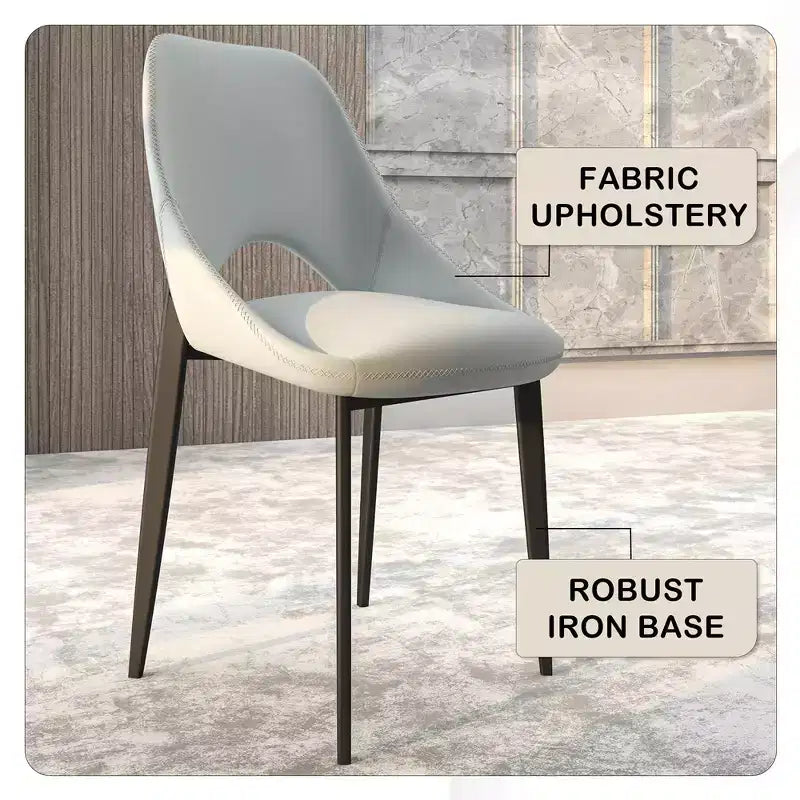 Chaise de salle à manger moderne Amalfi, assise en tissu rembourré avec pieds en métal, siège d'appoint confortable pour cuisine, salle à manger ou bureau