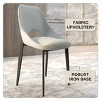 Chaise de salle à manger moderne Amalfi, assise en tissu rembourré avec pieds en métal, siège d'appoint confortable pour cuisine, salle à manger ou bureau