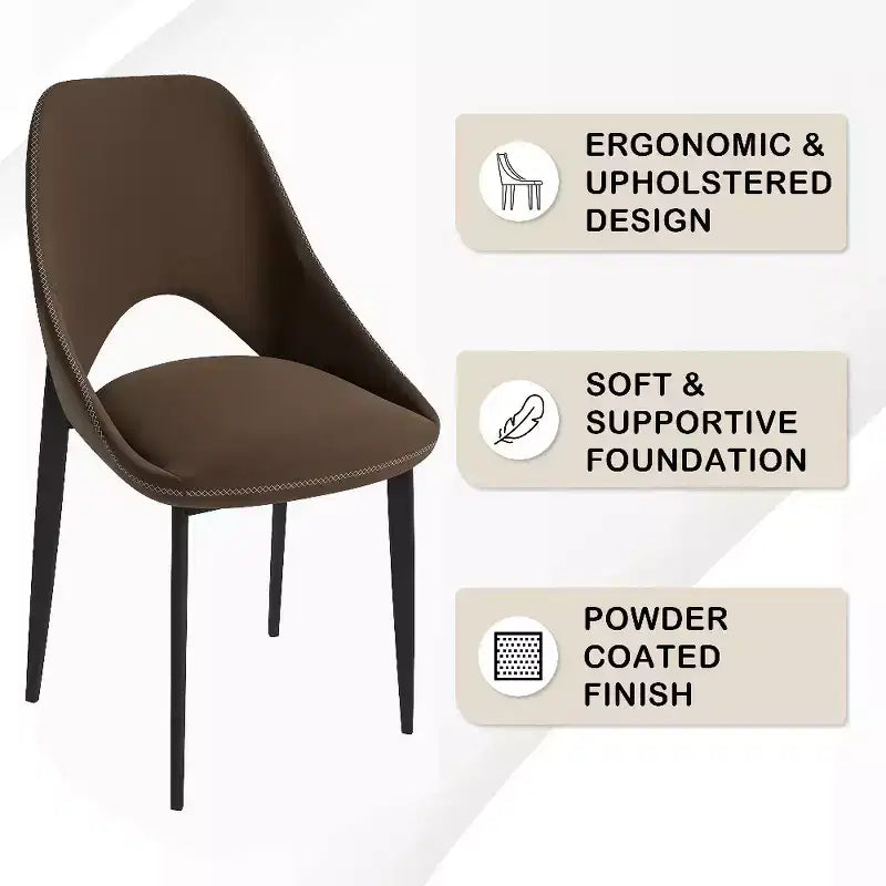Chaise de salle à manger moderne Amalfi, assise en tissu rembourré avec pieds en métal, siège d'appoint confortable pour cuisine, salle à manger ou bureau
