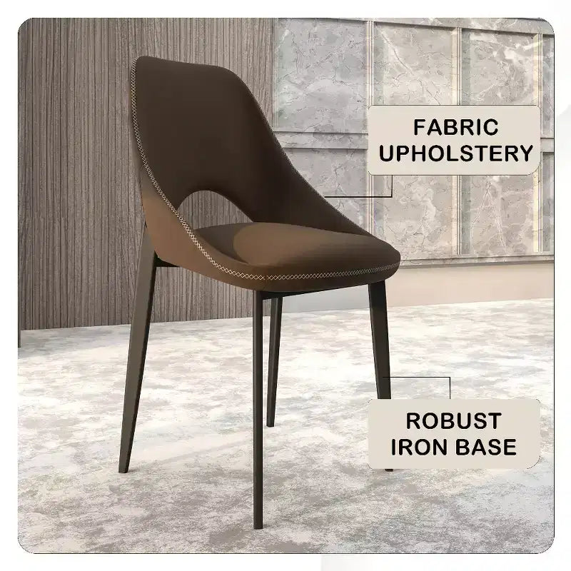 Chaise de salle à manger moderne Amalfi, assise en tissu rembourré avec pieds en métal, siège d'appoint confortable pour cuisine, salle à manger ou bureau