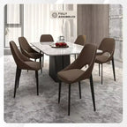 Chaise de salle à manger moderne Amalfi, assise en tissu rembourré avec pieds en métal, siège d'appoint confortable pour cuisine, salle à manger ou bureau