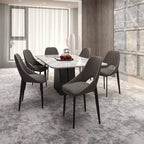 Chaise de salle à manger moderne Amalfi, assise en tissu rembourré avec pieds en métal, siège d'appoint confortable pour cuisine, salle à manger ou bureau