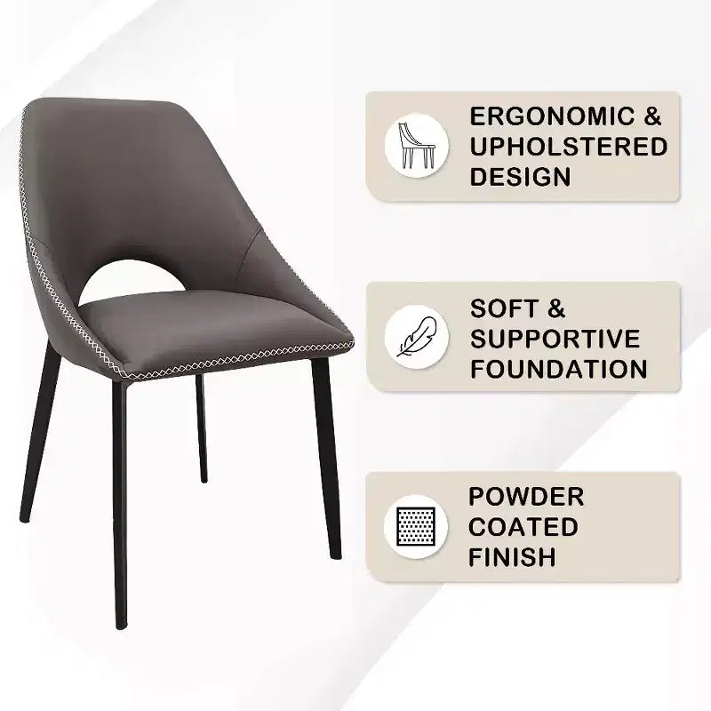 Chaise de salle à manger moderne Amalfi, assise en tissu rembourré avec pieds en métal, siège d'appoint confortable pour cuisine, salle à manger ou bureau