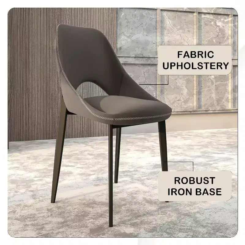 Chaise de salle à manger moderne Amalfi, assise en tissu rembourré avec pieds en métal, siège d'appoint confortable pour cuisine, salle à manger ou bureau