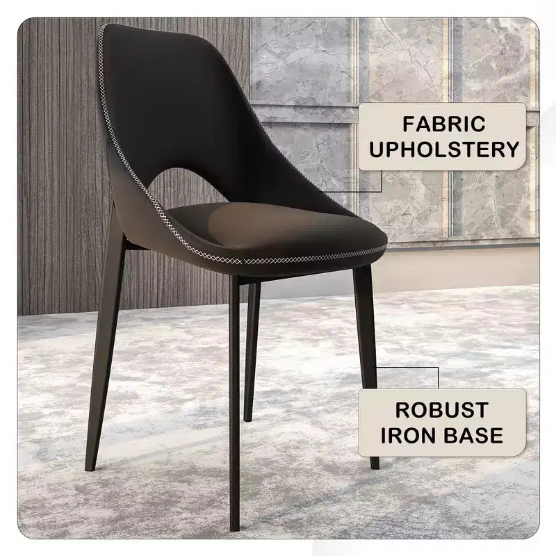 Chaise de salle à manger moderne Amalfi, assise en tissu rembourré avec pieds en métal, siège d'appoint confortable pour cuisine, salle à manger ou bureau