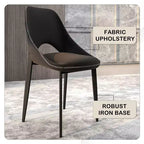 Chaise de salle à manger moderne Amalfi, assise en tissu rembourré avec pieds en métal, siège d'appoint confortable pour cuisine, salle à manger ou bureau