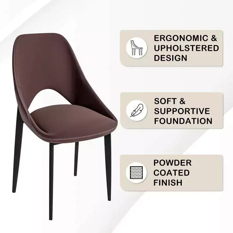 Chaise de salle à manger moderne Amalfi, assise en tissu rembourré avec pieds en métal, siège d'appoint confortable pour cuisine, salle à manger ou bureau