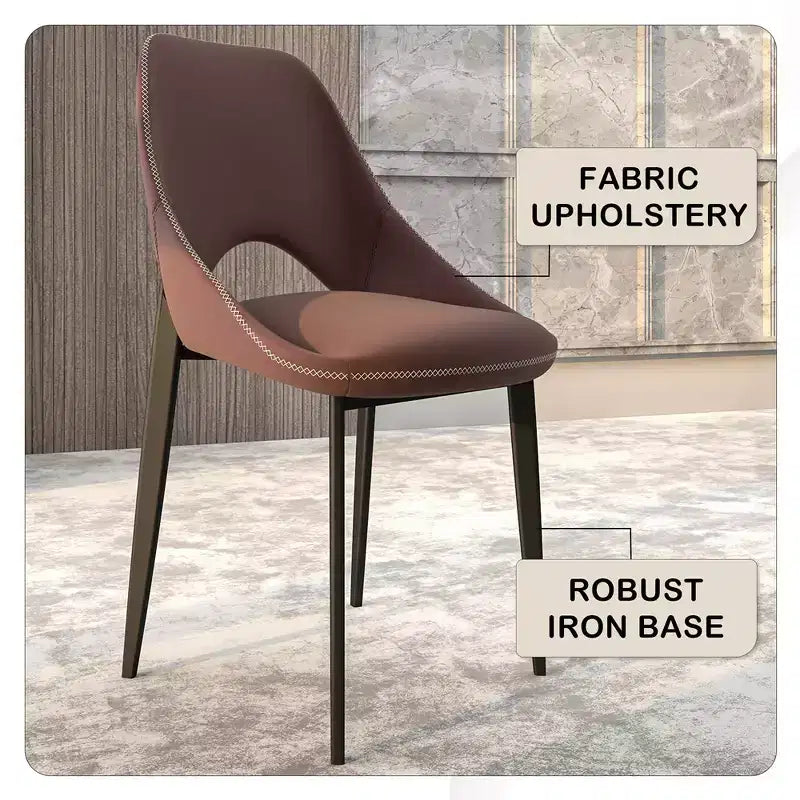 Chaise de salle à manger moderne Amalfi, assise en tissu rembourré avec pieds en métal, siège d'appoint confortable pour cuisine, salle à manger ou bureau