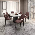 Chaise de salle à manger moderne Amalfi, assise en tissu rembourré avec pieds en métal, siège d'appoint confortable pour cuisine, salle à manger ou bureau