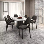 Chaise de salle à manger moderne Amalfi, assise en tissu rembourré avec pieds en métal, siège d'appoint confortable pour cuisine, salle à manger ou bureau