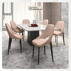 Chaise de salle à manger moderne Amalfi, assise en tissu rembourré avec pieds en métal, siège d'appoint confortable pour cuisine, salle à manger ou bureau