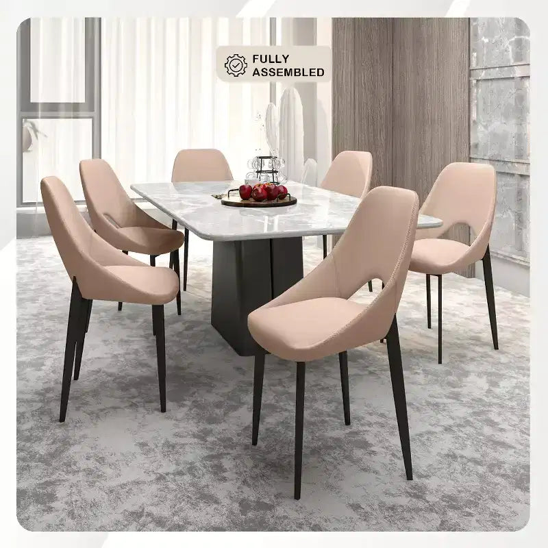 Chaise de salle à manger moderne Amalfi, assise en tissu rembourré avec pieds en métal, siège d'appoint confortable pour cuisine, salle à manger ou bureau