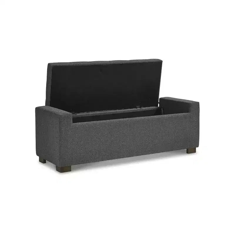 Banc de rangement Cortwell – Rembourré en polyester gris avec coussin capitonné