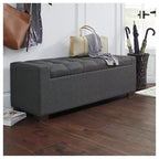 Banc de rangement Cortwell – Rembourré en polyester gris avec coussin capitonné