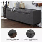 Banc de rangement Cortwell – Rembourré en polyester gris avec coussin capitonné