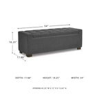 Banc de rangement Cortwell – Rembourré en polyester gris avec coussin capitonné
