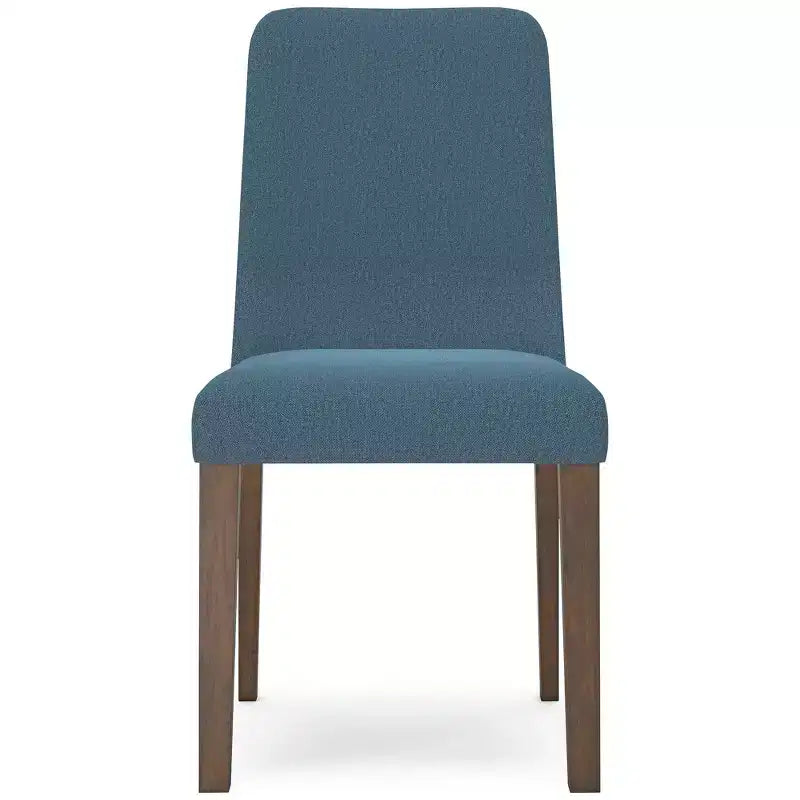 Chaise de salle à manger contemporaine rembourrée Lyncott avec coussin en mousse, lot de 2, bleu et marron