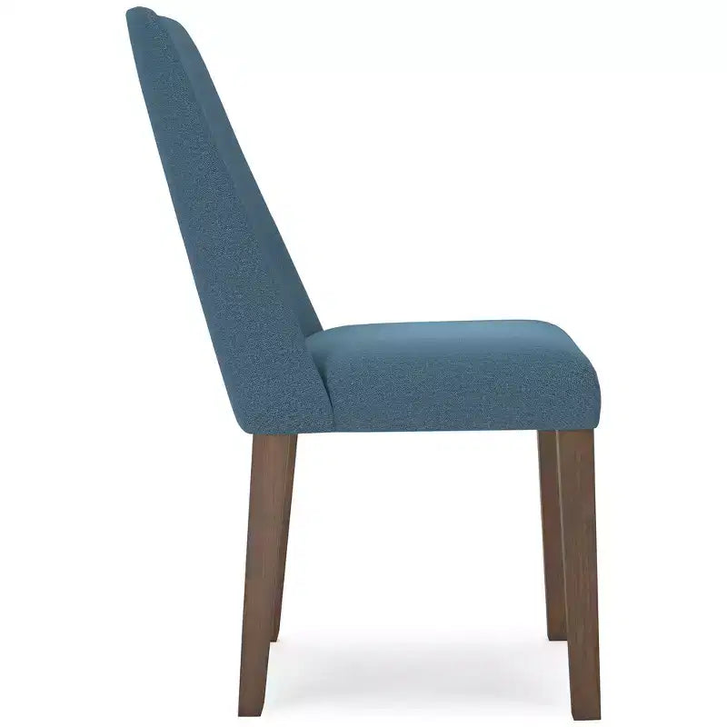 Chaise de salle à manger contemporaine rembourrée Lyncott avec coussin en mousse, lot de 2, bleu et marron