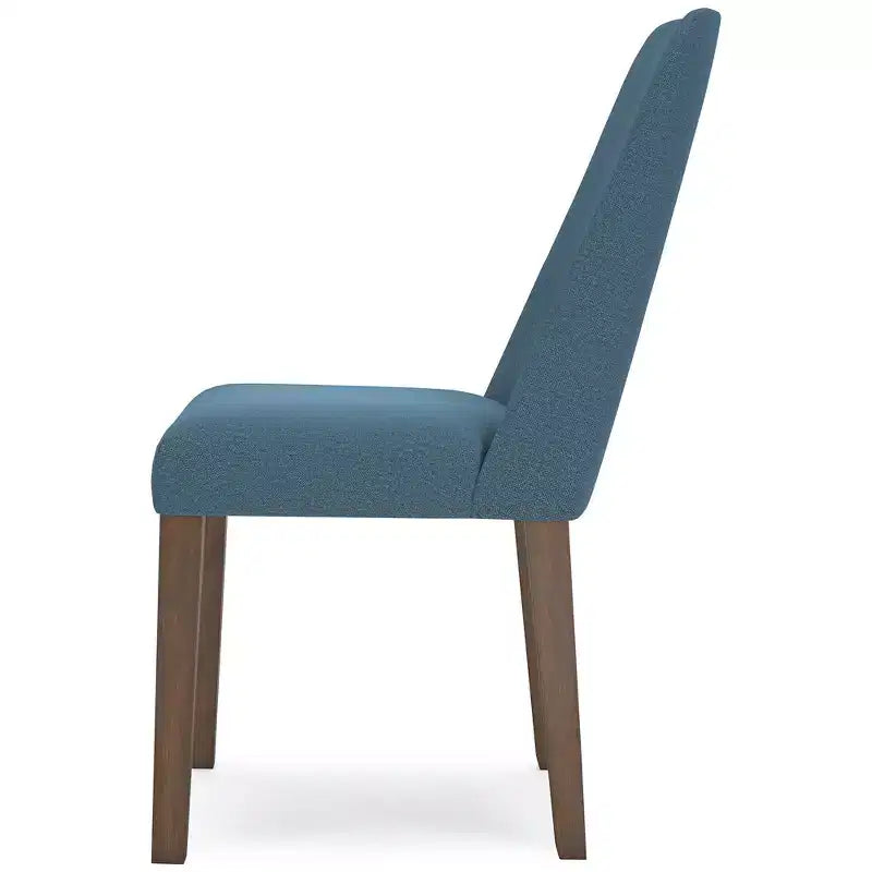 Chaise de salle à manger contemporaine rembourrée Lyncott avec coussin en mousse, lot de 2, bleu et marron