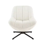 Fauteuil pivotant moderne, chaise longue en tissu avec pieds en métal, sans accoudoirs, pour salon et chambre à coucher, blanc cassé