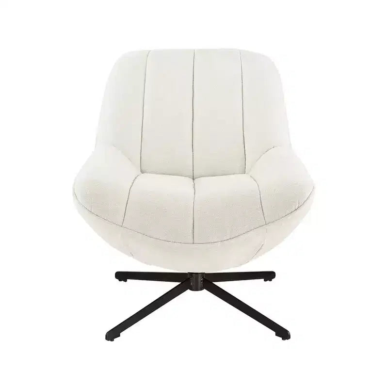 Fauteuil pivotant moderne, chaise longue en tissu avec pieds en métal, sans accoudoirs, pour salon et chambre à coucher, blanc cassé