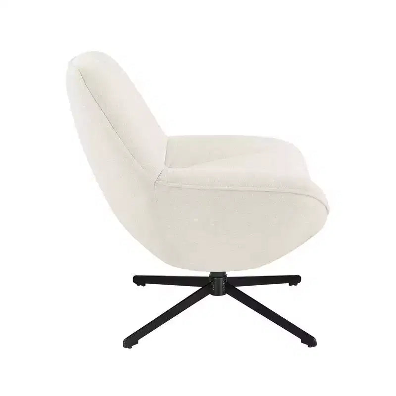 Fauteuil pivotant moderne, chaise longue en tissu avec pieds en métal, sans accoudoirs, pour salon et chambre à coucher, blanc cassé