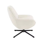 Fauteuil pivotant moderne, chaise longue en tissu avec pieds en métal, sans accoudoirs, pour salon et chambre à coucher, blanc cassé