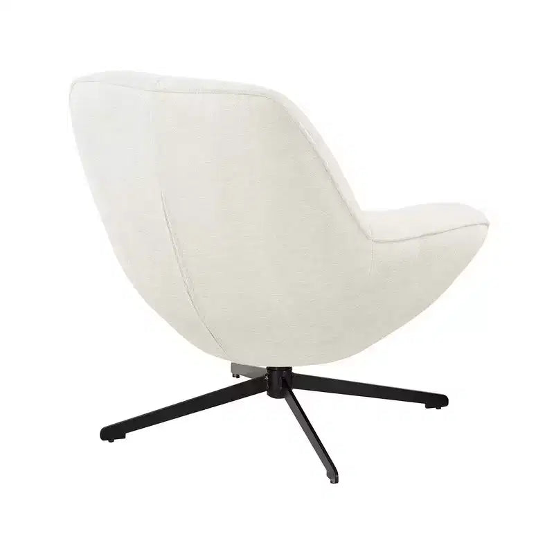 Fauteuil pivotant moderne, chaise longue en tissu avec pieds en métal, sans accoudoirs, pour salon et chambre à coucher, blanc cassé