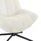 Fauteuil pivotant moderne, chaise longue en tissu avec pieds en métal, sans accoudoirs, pour salon et chambre à coucher, blanc cassé