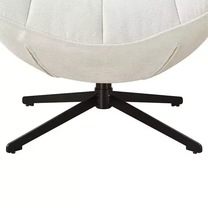 Fauteuil pivotant moderne, chaise longue en tissu avec pieds en métal, sans accoudoirs, pour salon et chambre à coucher, blanc cassé