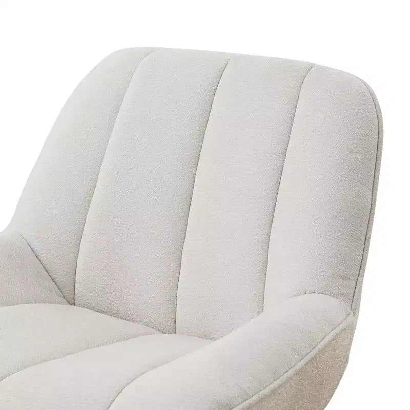 Fauteuil pivotant moderne, chaise longue en tissu avec pieds en métal, sans accoudoirs, pour salon et chambre à coucher, blanc cassé