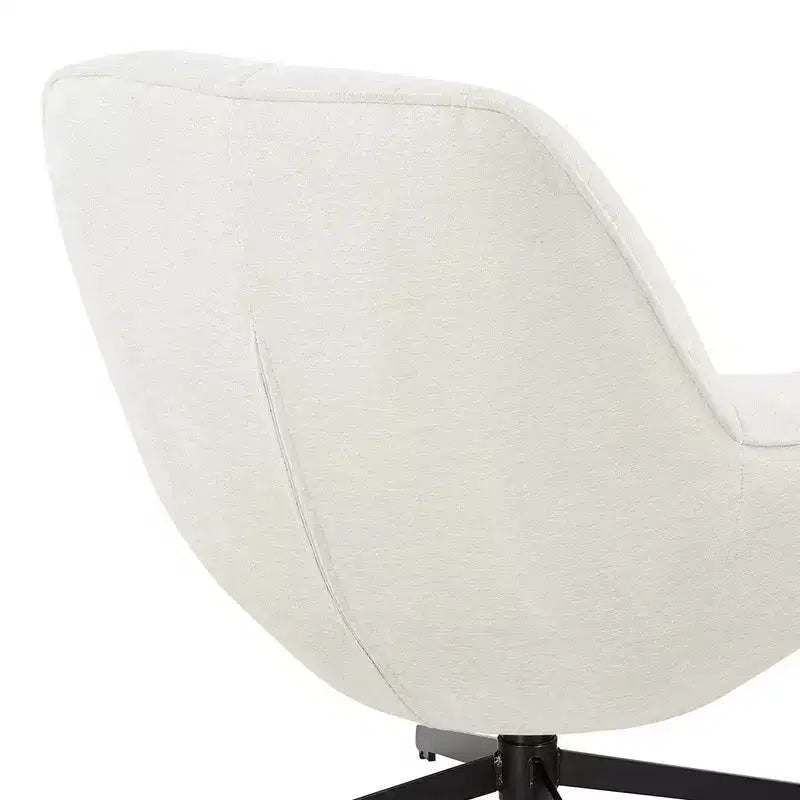 Fauteuil pivotant moderne, chaise longue en tissu avec pieds en métal, sans accoudoirs, pour salon et chambre à coucher, blanc cassé