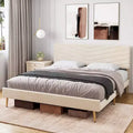 Whizmax King/Queen/Full Size Bed Frame with Adjustable Headboard, Velvet Upholstered Platform Bed, Solid Wood Slats Support, No Box Spring Needed
