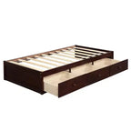 Lit Plateforme Double avec Rangement 3 Tiroirs Montage Facile Cadre de Lit Plateforme Pas Besoin de Sommier Support à Lattes en Bois