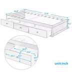 Lit Plateforme Double avec Rangement 3 Tiroirs Montage Facile Cadre de Lit Plateforme Pas Besoin de Sommier Support à Lattes en Bois