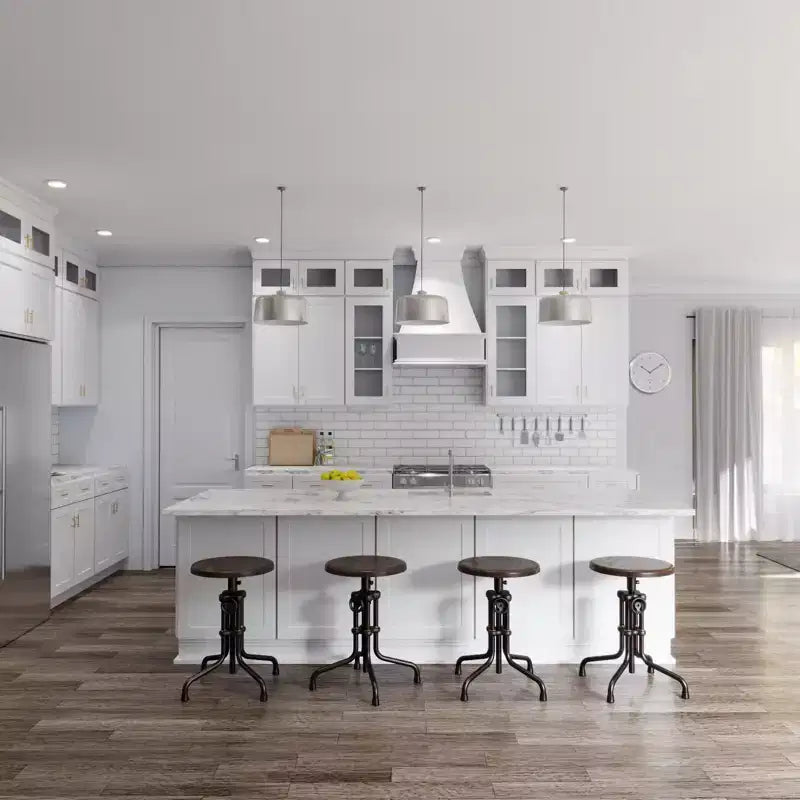 Easy-DIY Meuble haut de cuisine pour réfrigérateur à assembler Shaker Blanc de 91,4 cm de large x 61 cm de profondeur avec 2 portes