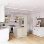 Easy-DIY Meuble haut de cuisine pour réfrigérateur à assembler Shaker Blanc de 91,4 cm de large x 61 cm de profondeur avec 2 portes