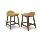 Tabouret de bar rembourré Lyncott hauteur comptoir avec coussin en mousse, lot de 2, moutarde